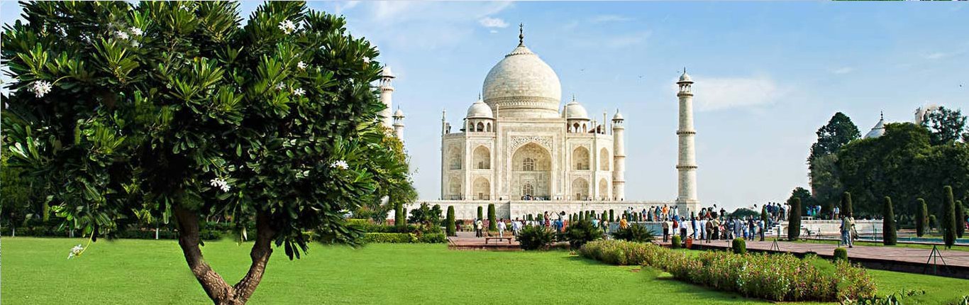 The Taj Mahal seen across its gardens